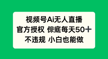 视频号AI无人直播，官方授权  每天50+，不违规 小白也能做_码库网赚