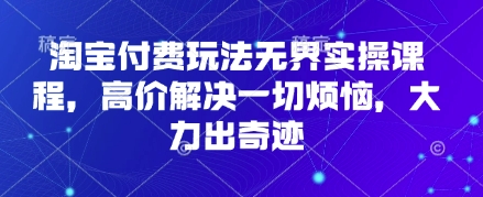 淘宝付费玩法无界实操课程，高价解决一切烦恼，大力出奇迹_码库网赚