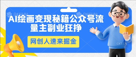 AI绘画变现秘籍：公众号流量主副业狂挣，网创人速来掘金_码库网赚