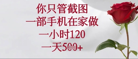 你只管截图,一部手机在家操作,一小时120.一天5张【揭秘】_码库网赚