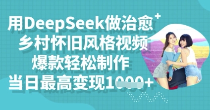 用DeepSeek做治愈乡村怀旧风格视频，爆款轻松制作，当日最高变现多张_码库网赚